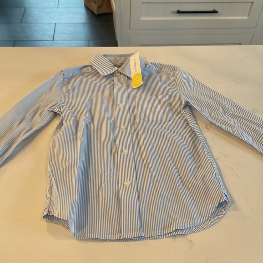 NWT Boys Size 6 Rumi + Ryder Blue and white Long Sleeve Button Down